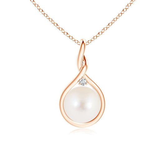 8mm Twist Freshwater Cultured Pearl and Moissanite Pendant