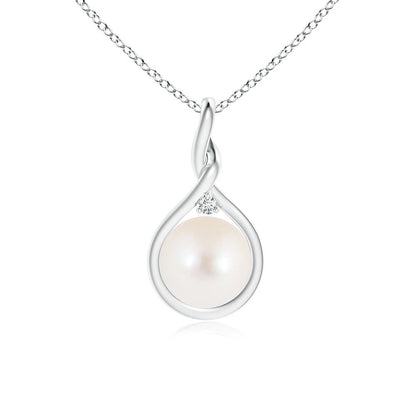 8mm Twist Freshwater Cultured Pearl and Moissanite Pendant