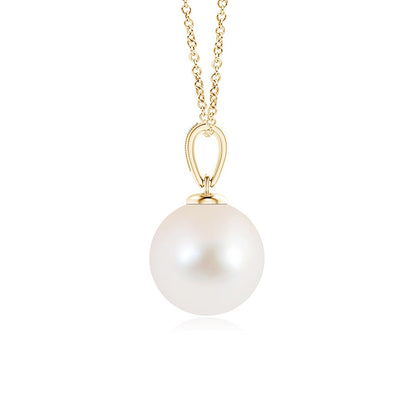 8mm Solitaire Freshwater Cultured Pearl Pendant with Moissanite