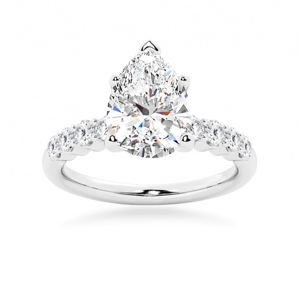 Classic Shared-Prong Pear Shaped Moissanite Engagement Ring