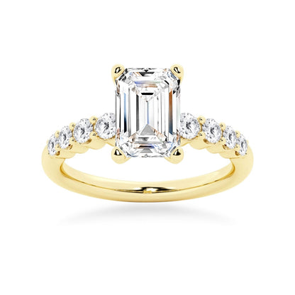 Classic Shared-Prong Emerald Cut Moissanite Engagement Ring