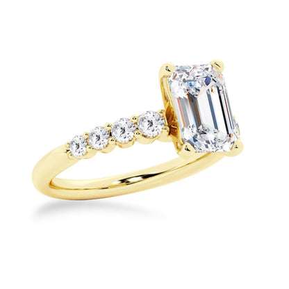 Classic Shared-Prong Emerald Cut Moissanite Engagement Ring