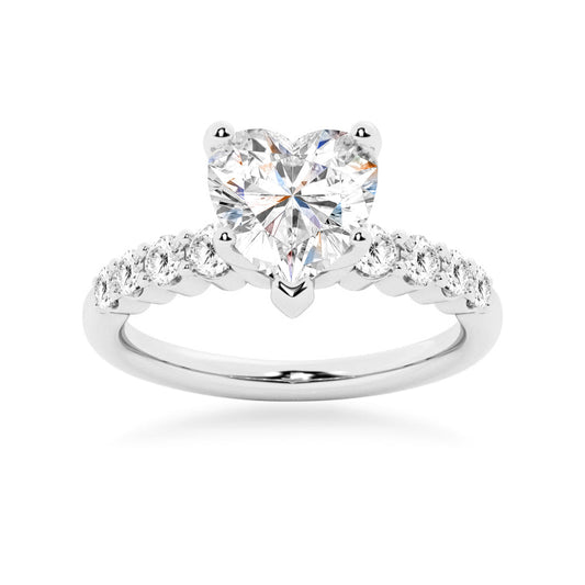 Classic Shared-Prong Heart Shaped Moissanite Engagement Ring