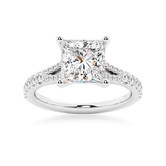 NEW Princess Cut Split-Shank Moissanite Engagement Ring