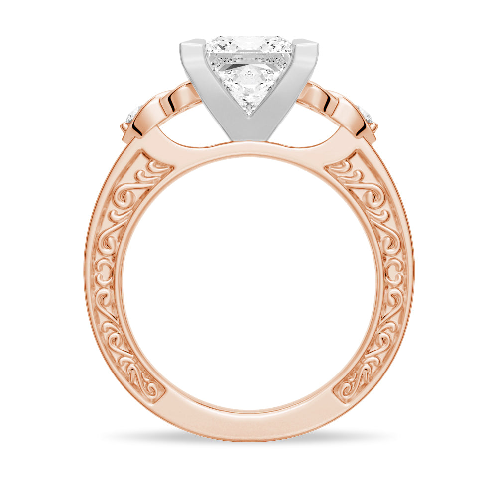 Vintage Celtic Knots Design Princess Cut Moissanite Engagement Ring