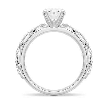 Vintage Infinity Milgrain Oval Moissanite Engagement Ring