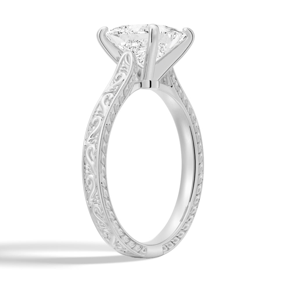 Vintage Two-Tone Princess Cut Moissanite Engagement Ring With Milgrain Edges