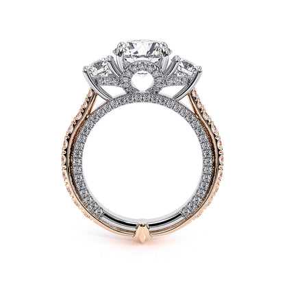 Vintage Two-Tone Three Stone Round Moissanite Engagement Ring