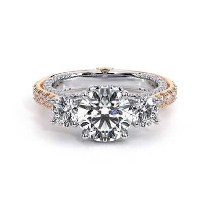 Vintage Two-Tone Three Stone Round Moissanite Engagement Ring